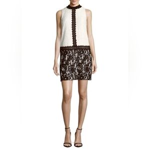 Maggy London drop waist sleeveless lace shift mini dress size 2